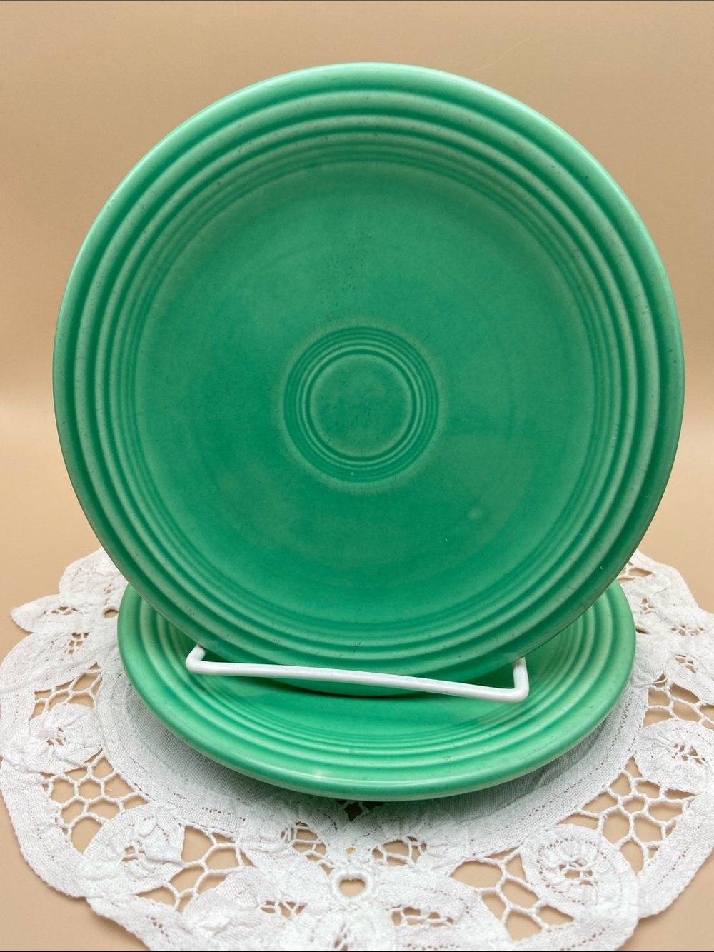 Set of 2 Vintage Fiesta Ware Original Green 6" Bread and Butter plates